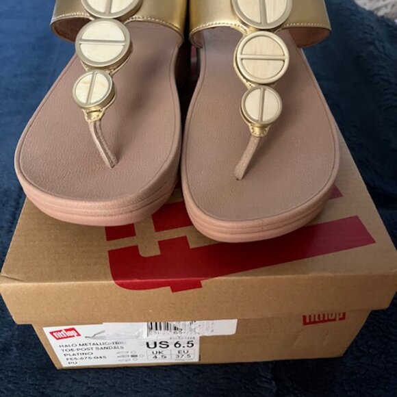 FitFlop Halo Metallic Sandals - Size 6.5 NEW in Box - Picture 2 of 6